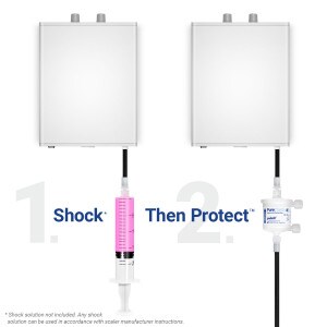 Waterline filter and shock syringe